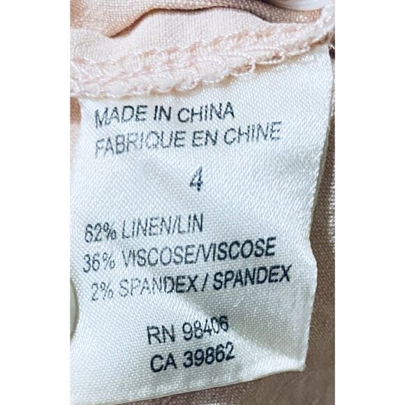 Theory Dress Womens 4 Pink Vickie A Line Stretch Linen Blend V Neck Boho - Picture 6 of 7